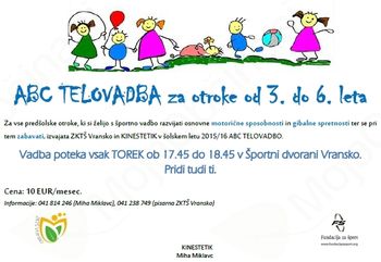 ABC TELOVADBA ZA OTROKE OD 3. DO 6. LETA