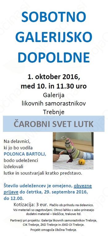 Sobotno galerijsko dopoldne: ČAROBNI SVET LUTK