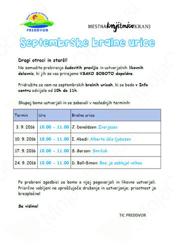 Septembrske bralne urice