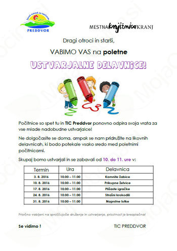 Avgustovske počitniške delavnice