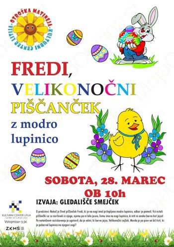 Otroška matineja: Fredi, velikonočni piščanček z modro lupinico, 28.3.2015