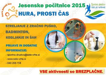 Brezplačne športne aktivnosti med jesenskimi počitnicami za otroke