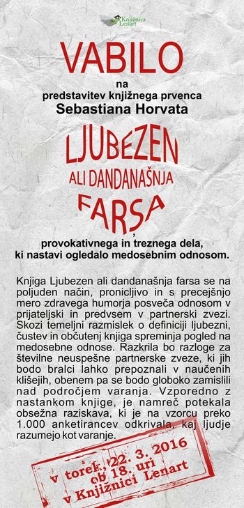 Predstavitev knjige: Ljubezen ali dandanašnja farsa