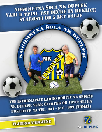 Nogometna šola Duplek vabi k vpisu Nogometna šola Duplek vabi k vpisu