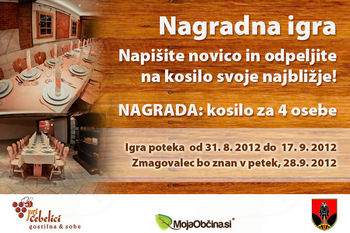 Nagradna igra – napišite novico in odpeljite na kosilo svoje najbližje! Nagradna igra – napišite novico in odpeljite na kosilo svoje najbližje!