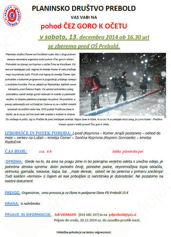 Pohod ČEZ GORO K OČETU