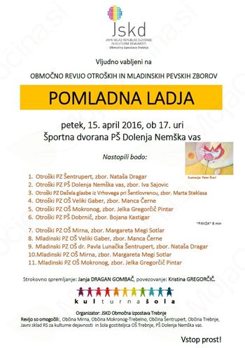 Pomladna ladja - Območna revija otroških in mladinskih pevskih zborov Pomladna ladja - Območna revija otroških in mladinskih pevskih zborov