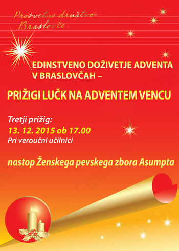 PRIŽIG TRETJE LUČKE NA ADVENTNEM VENCU