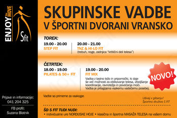 SKUPINSKA VADBA V ŠPORTNI DVORANI VRANSKO