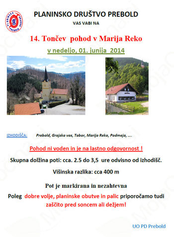 14. Tončev pohod v Marijo Reko