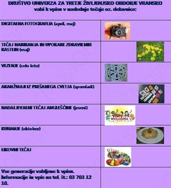 UNIVERZA ZA TRETJE ŽIVLJENJSKO OBDOBJE VRANSKO
