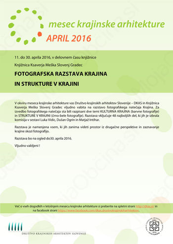 FOTOGRAFSKA RAZSTAVA KRAJINA IN STRUKTURE V KRAJINI