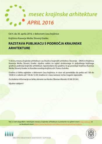 RAZSTAVA PUBLIKACIJ S PODROČJA KRAJINSKE ARHITEKTURE