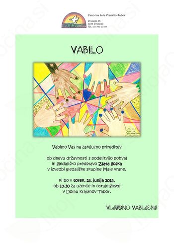 Vabilo na prireditev ob dnevu državnosti