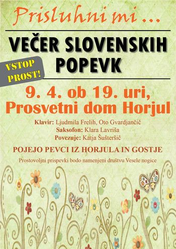Vabilo na Večer popevk Vabilo na Večer popevk