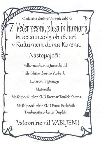 Večer pesmi, plesa in humorja