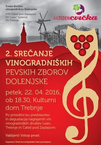 2. Srečanje vinogradniških pevskih zborov Dolenjske 