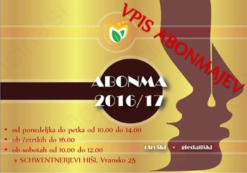 ZKTŠ VRANSKO vabi k VPISU V ABONMA 2016/2017