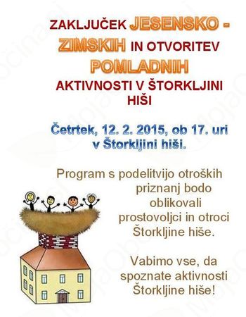 ZAKLJUČEK JESENSKO - ZIMSKIH IN OTVORITEV POMLADNIH AKTIVNOSTI V ŠTORKLJINI HIŠI ZAKLJUČEK JESENSKO - ZIMSKIH IN OTVORITEV POMLADNIH AKTIVNOSTI V ŠTORKLJINI HIŠI