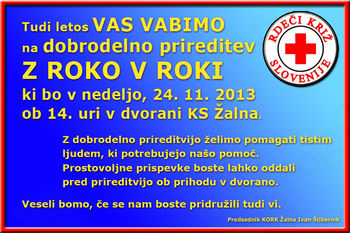 Vabilo na dobrodelno prireditev Z ROKO V ROKI 