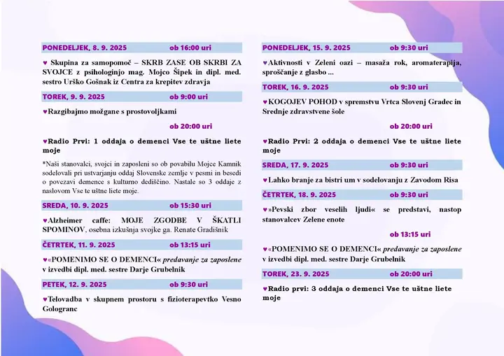 September-svetovni mesec Alzheimerjeve bolezni
