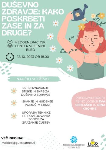 Duševno zdravje: Kako poskrbeti zase in za druge?