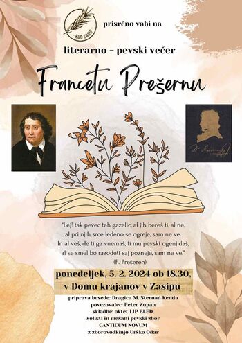 Literarno-pevski večer Francetu Prešernu