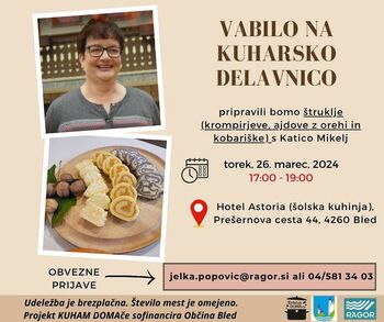 KUHAM DOMAČE - kuharska delavnica na Bledu
