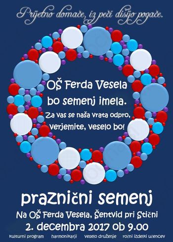 Vabljeni na NOVOLETNI BAZAR v OŠ Ferda Vesela Šentvid pri Stični