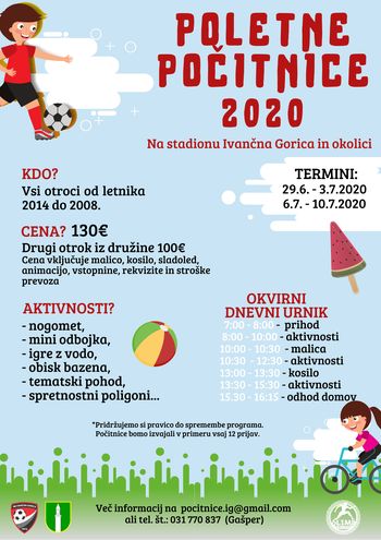 All inclusive počitniško varstvo na stadionu v Ivančni Gorici