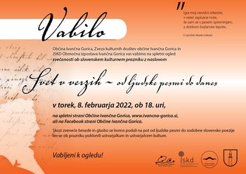 Povabilo k ogledu prireditve ob slovenskem kulturnem prazniku