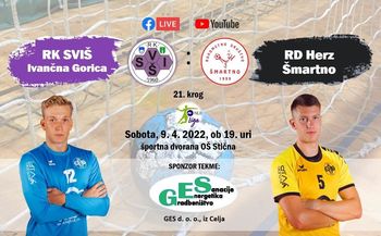 Rokometni derbi SVIŠ : Šmartno, sobota 9. 4. 2022 ob 19. uri