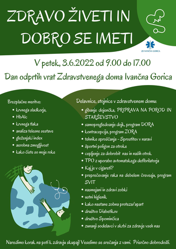 DAN ODPRTIH VRAT ZDRAVSTVENEGA DOMA IVANČNA GORICA