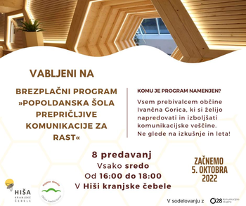 Brezplačni program »Popoldanska šola prepričljive komunikacije za rast«.