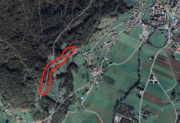 Zapora ceste v Stični od hišne številke 71 do 98