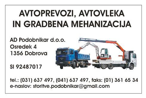 AD PODOBNIKAR, PREVOZI IN GRADBENA MEHANIZACIJA, D.O.O.