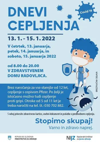Dnevi cepljenja od 13. do 15. januarja v Zdravstvenem domu Radovljica