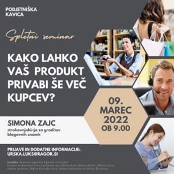 Vabilo na spletne seminarje v okviru Podjetniške kavice