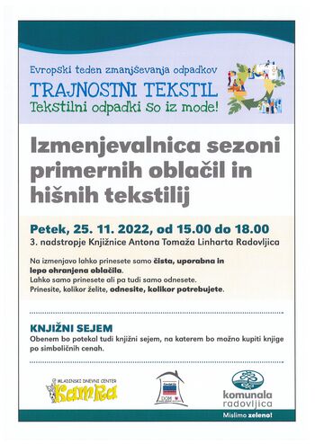 Izmenjevalnica sezoni primernih oblačil in hišnih tekstilij