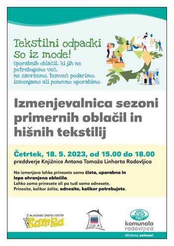 Izmenjevalnica sezoni primernih oblačil in hišnih tekstilij