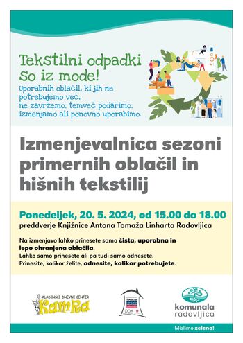 Izmenjevalnica sezoni primernih oblačil in hišnih tekstilij