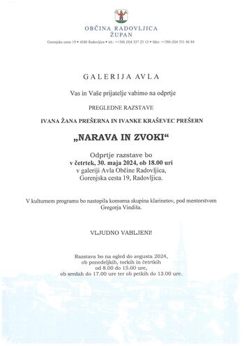 Vabilo na odprtje razstave Narava in zvoki