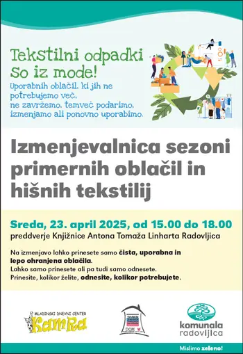 Izmenjevalnica sezoni primernih oblačil in hišnih tekstilij