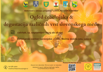 Vabilo na ogled čebelnjaka in degustacijo različnih vrst slovenskega medu