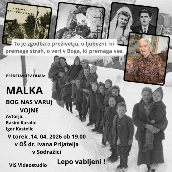 Vabilo na ogled filma: Malka – Bog nas varuj vojne