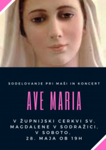 Vabilo na predstavitev zgoščenke Ave Maria