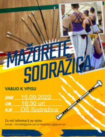 Vabilo Društva mažoret Sodražica