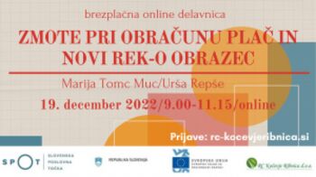 Vabilo na brezplačno delavnico:  ZMOTE PRI OBRAČUNU PLAČ IN NOVI REK-O OBRAZEC