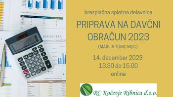 Vabilo na brezplačno online delavnico: PRIPRAVA NA DAVČNI OBRAČUN 2023