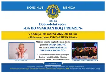 Vabilo na Dobrodelni večer »DA BO VSAKDAN BOLJ PRIJAZEN«